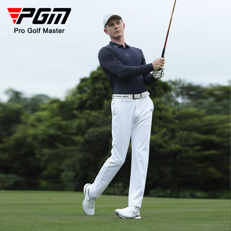 PGM Men's Golf Apparel Long-Sleeve T-Shirt Autumn/Winter Sports Jersey Men's Polo Shirt Seamless Turn-Down Collar