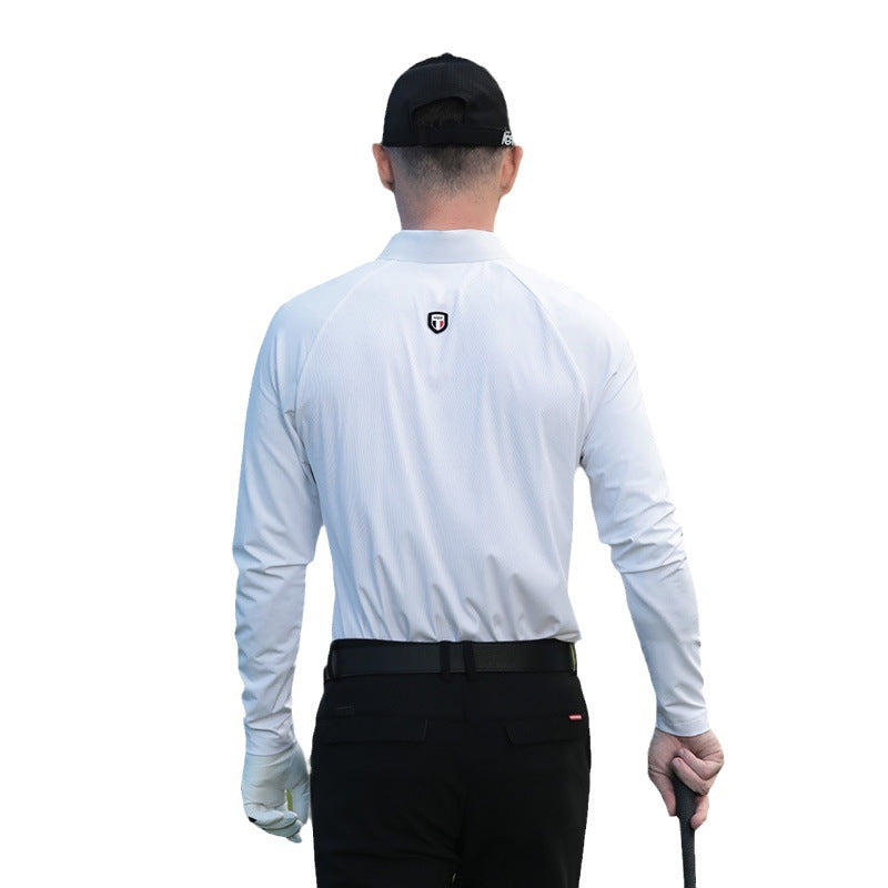 PGM Men's Golf Apparel Long-Sleeve T-Shirt Autumn/Winter Sports Jersey Men's Polo Shirt Seamless Turn-Down Collar
